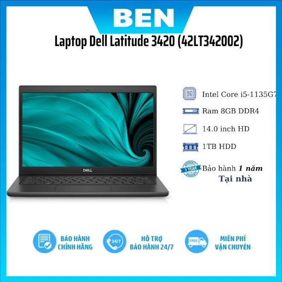 Laptop Dell Latitude 3420 (42Lt342002)/ Intel Core I5 - 1135G7 / Ram 8Gb/ 1Tb Hdd/ 14.0 Inch Hd