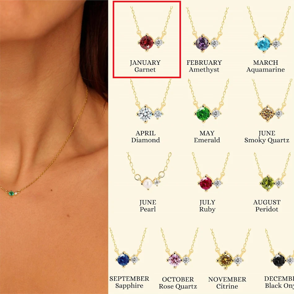 Collier artistique vintage avec 12 pierres de naissance en zircon pour anniversaire Un cadeau unique et élégant pour elle