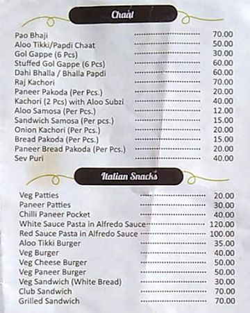 Shri Shyam Dairy menu 