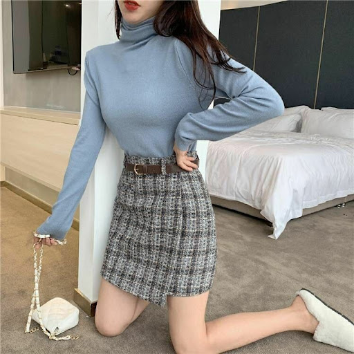 Title 8, New Womens High-Waisted A-Line Woolen Plaid Sk...