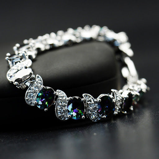 Title 6, Vergulde damesarmband kleurrijk blauw