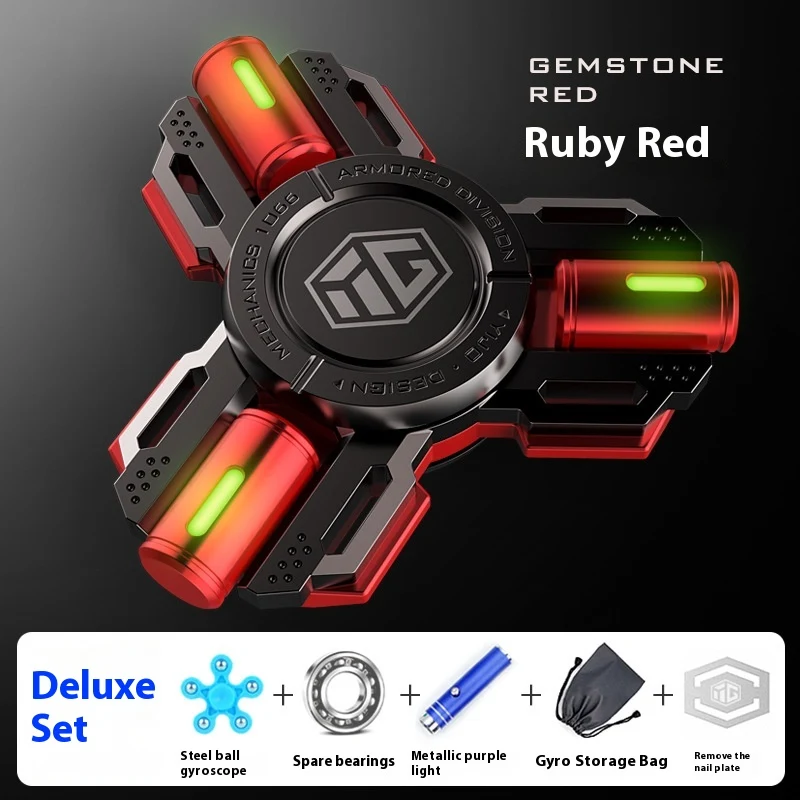 Glowing Fingertip Spinning Top Metal Pressure Reduction Toy. Spin your stress away with this luminous fidget spinner, pe