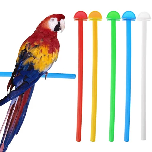 5PCS Bird Cage Perch Stand Holder Plastic Bird Finch Canary Budgie Cage Platform 17cm Plastic Bird Perch Random Color