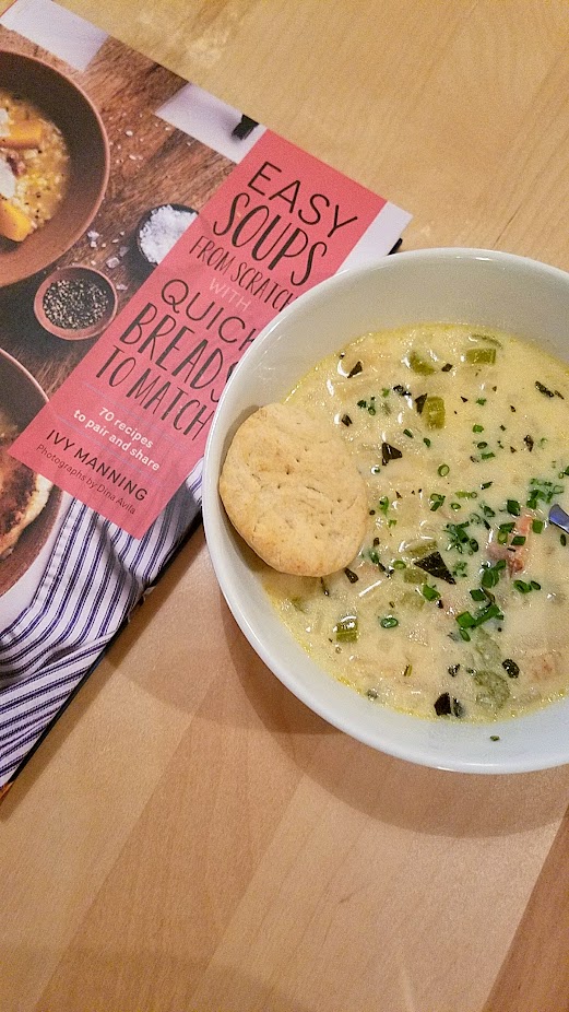 Easy Soups from Scratch with Quick Breads to Match by Ivy Manning, Smoked Salmon and Celery Root Chowder with Pilot Biscuits