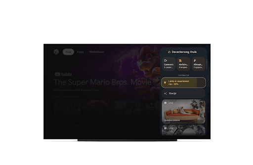 Google Home-deelvenster voor Google TV