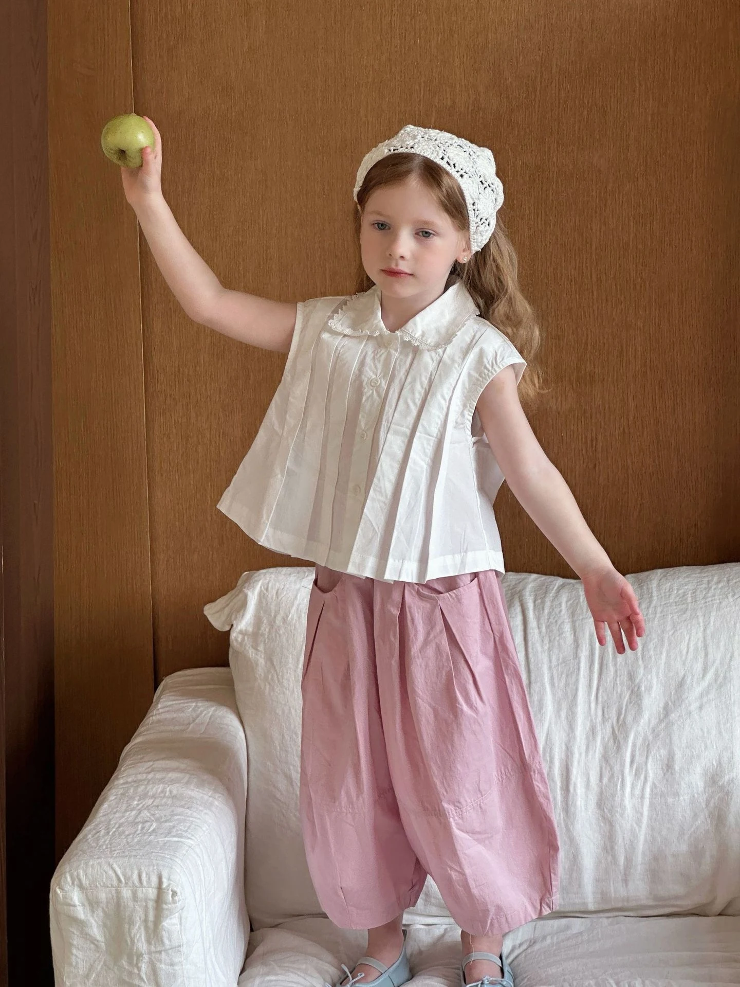 Title 2, Sleeveless Lapel Cotton Doll Shirt with Loose C...