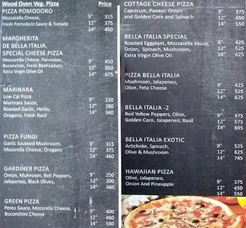 Bella Italia menu 