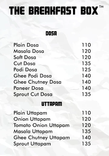 The Breakfast Box menu 