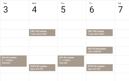 UCSD Schedule to Calendar