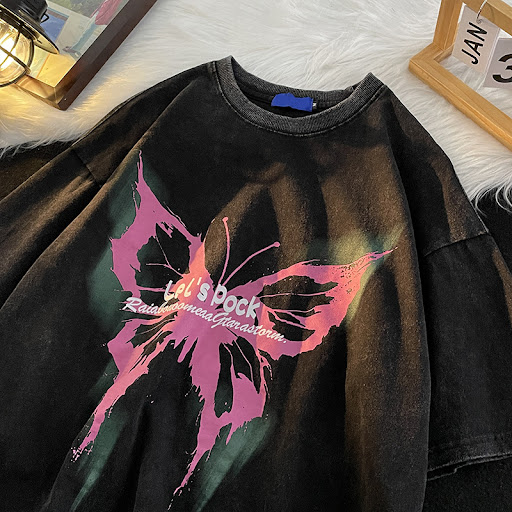 Title 3, Washed Old Heavy Short Sleeve Cotton Butterfly ...