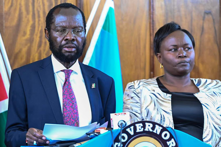 Governor Anyang' Nyong'o addressing cage fish farmers on November 3,2022.