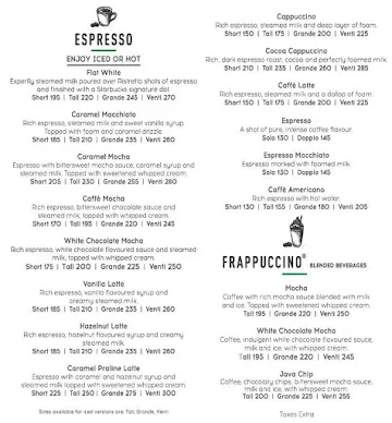 Starbucks menu 