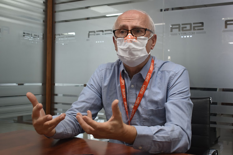 SGA Security CEO and Chairman Julius Delahaije during an interview at his offices along Mombasa Road, Nairobi on May 15, 2020