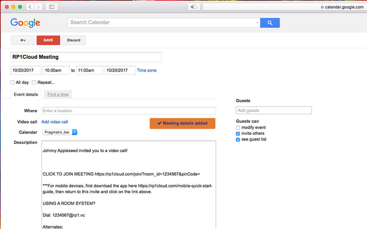 RP1Cloud for Google Calendar Preview image 3