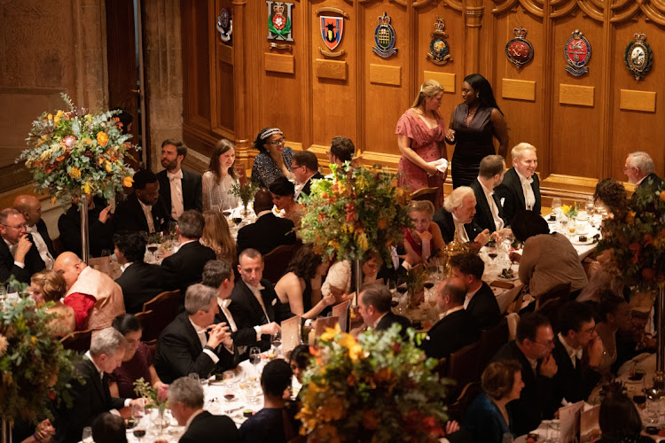 Guests attend a state banquet in honour of the President of South Africa, Cyril Ramaphosa, at the Guildhall on November 23, 2022 in London, England.