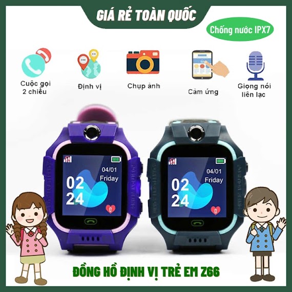 Đồng Hồ Thông Minh Trẻ Em Z66 - Đồng Hồ Định Vị Trẻ Em Lắp Sim Nghe Gọi 2 Chiều, Có Tiếng Việt Và Đèn Pin