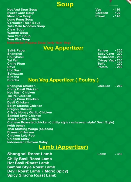 The Kim Chi Chef menu 