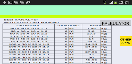 Kalkulator Tabel  Berat Besi  Aplikasi di Google Play