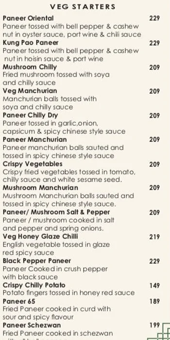 Flavours 21 menu 