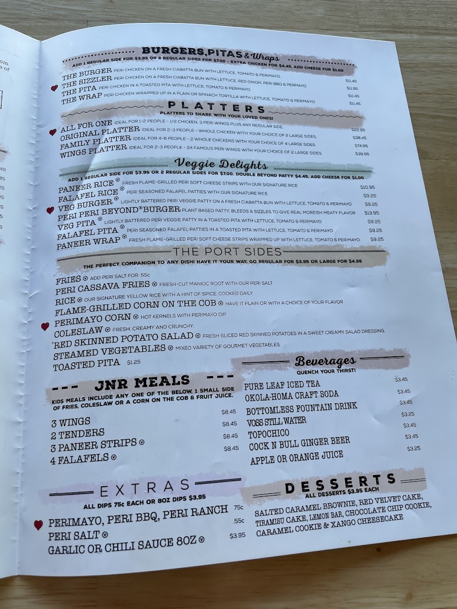 The Port of Peri Peri gluten-free menu