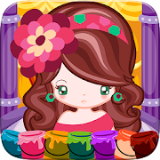 Little Girl Fashion Coloring  Icon