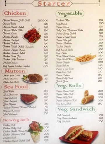 Charcoal menu 