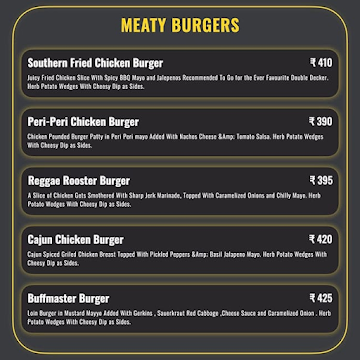 Mind The Gap Burgers menu 