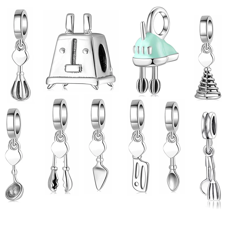 S925 Sterling Silver perle privesak mutilica pekarski kuhinjski pribor narukvica DIY dodaci labave perle