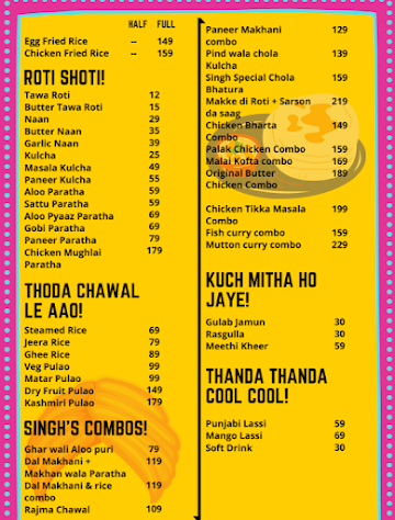 Singh Da Pind menu 