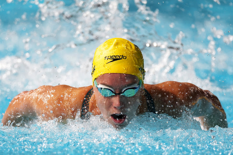 Erin Gallagher in action in the women's 50m butterfly semifinals on Sunday.