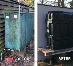 Before and after slim line oil tank in Newmarket