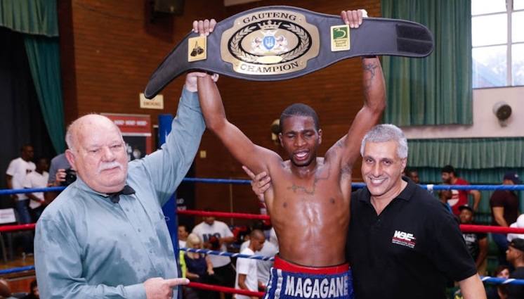 Jeff "911" Magagane proudly poses with the Gauteng provincial belt he received after defeating Michael Mokoena for the vacant provincial lightweight belt in Randburg on October 23.