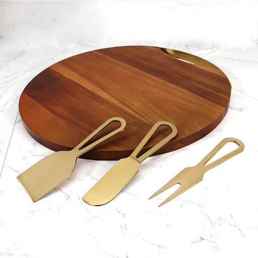 Title 5, 4-Piece Cheese Knife and Cheese Board Set. Enjo...