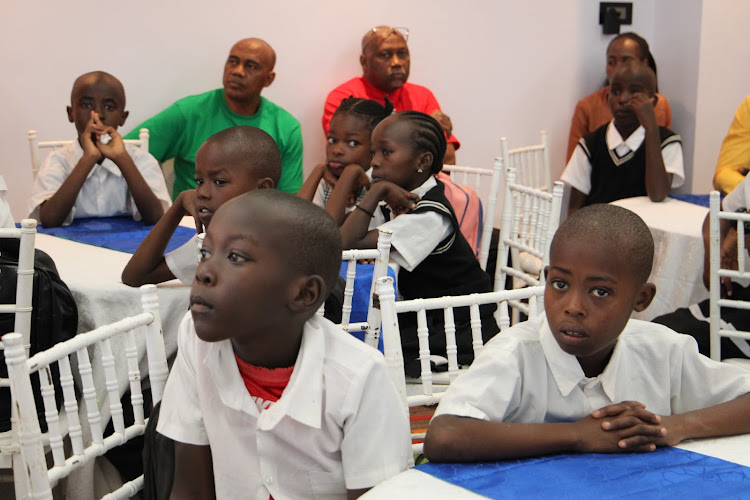 Creative Mind primary students during the MoU signing of the partnership between Zoho and MOMO Pencils at the Zoho offices, Nairobi on February 14, 2024