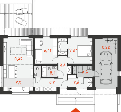 Radosny 2 - Rzut parteru