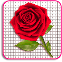 Rose Flowers Coloring Book Color By Number Pixel