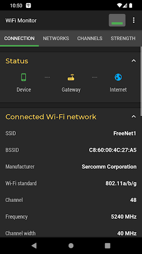 Screenshot WiFi Monitor: network analyzer