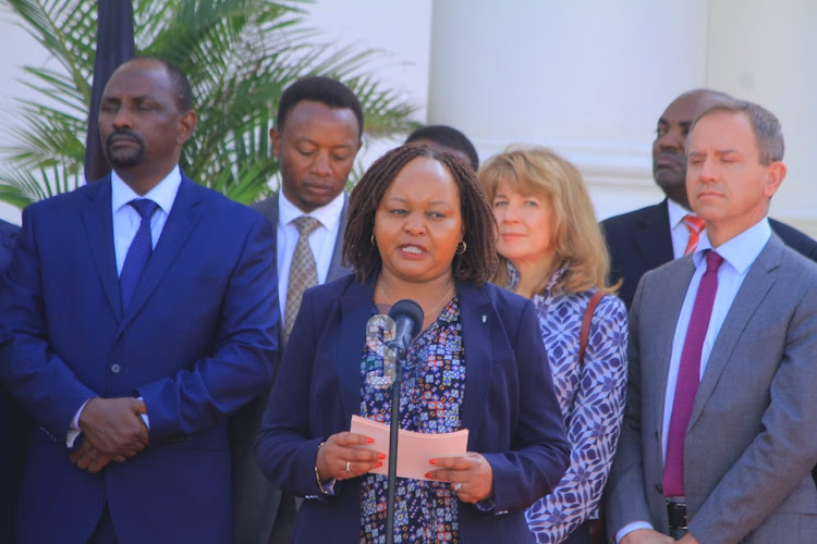 CoG chairperson Anne Waiguru addressing the media at State House on September 26,2022.
