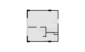 Go to One Bed, One Bath West (Deluxe) Floorplan page.