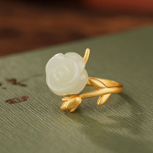 Title 1, Natural Hetian Jade Qingyu Ring for timeless el...