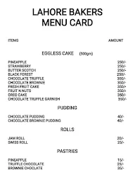 Lahore Bakers And Ice Cream menu 2