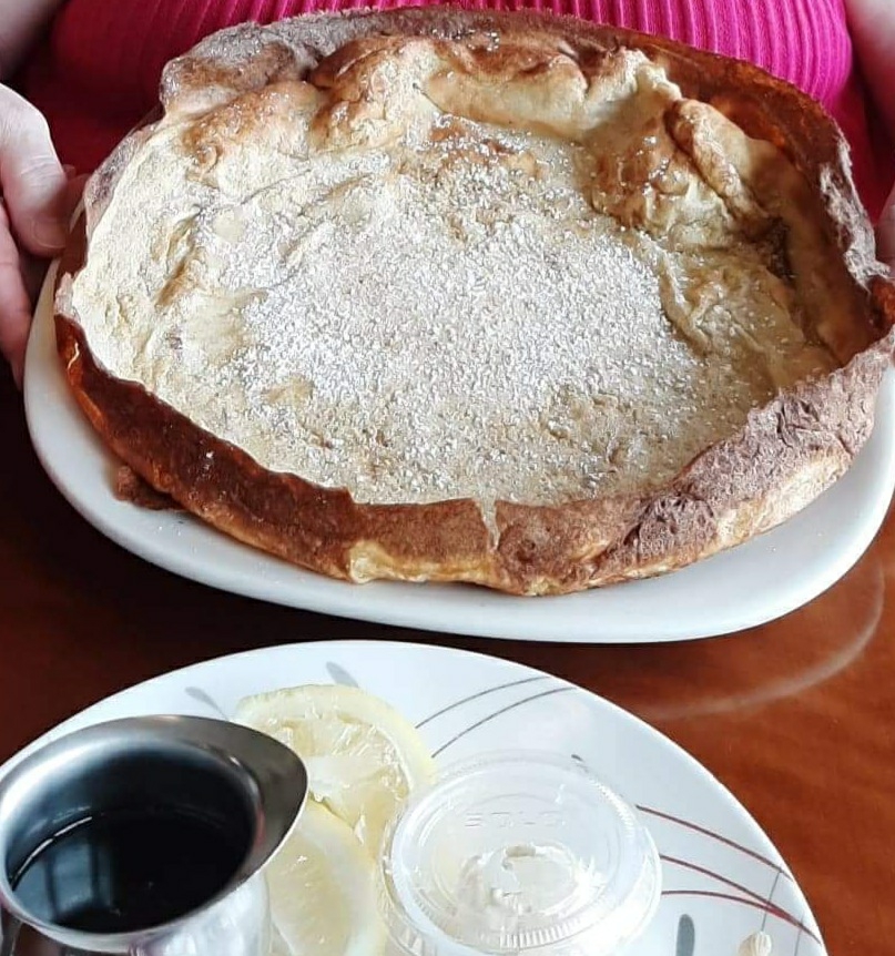 GF German Pancake w/syrup and homemade jam