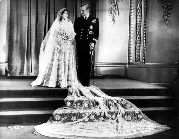 Princess Elizabeth and The Prince Philip, Duke of Edinburgh, at Buckingham Palace after their wedding on November 20 1947. Picture: GETTY IMAGES/HULTON ARCHIVE