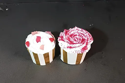 Red Velvet Cupcake With Mixed Fruit Cupcake