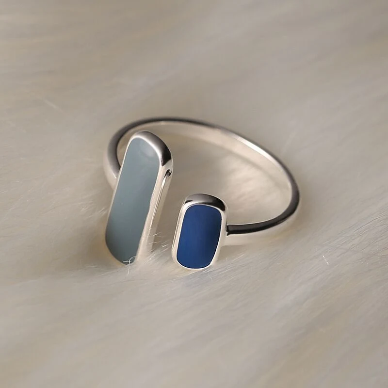 Bague géométrique rectangulaire simple style coréen pour femme, design minimaliste, élégante et polyvalente, parfaite pour le quotidien.