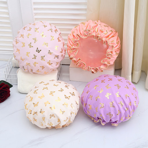Title 4, Gold-plated Bow Shower Cap, reusable and stylis...