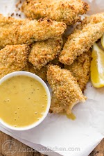 Baked Breaded Chicken Strips Recipe with Honey Mustard Dip was pinched from <a href="http://natashaskitchen.com/2014/05/14/baked-breaded-chicken-strips-recipe/" target="_blank">natashaskitchen.com.</a>