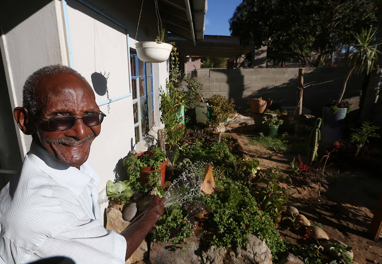 Oom April Jooste, 101, in his Clanwilliam garden.