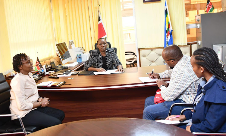 The PS State Department for Public Health and Professional Standards at the ministry Josephine Mburu meets with representatives from Emergency Medicine Kenya Foundation (EMKF) in Nairobi on April 27,2023/ Handout