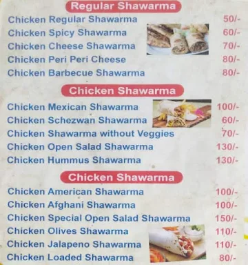 Arabian Knights Shawarma menu 